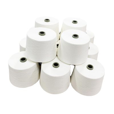 GRS MVS Garens 100% gerecycled polyester Ne32S Vortex Spinning Garn Raw White